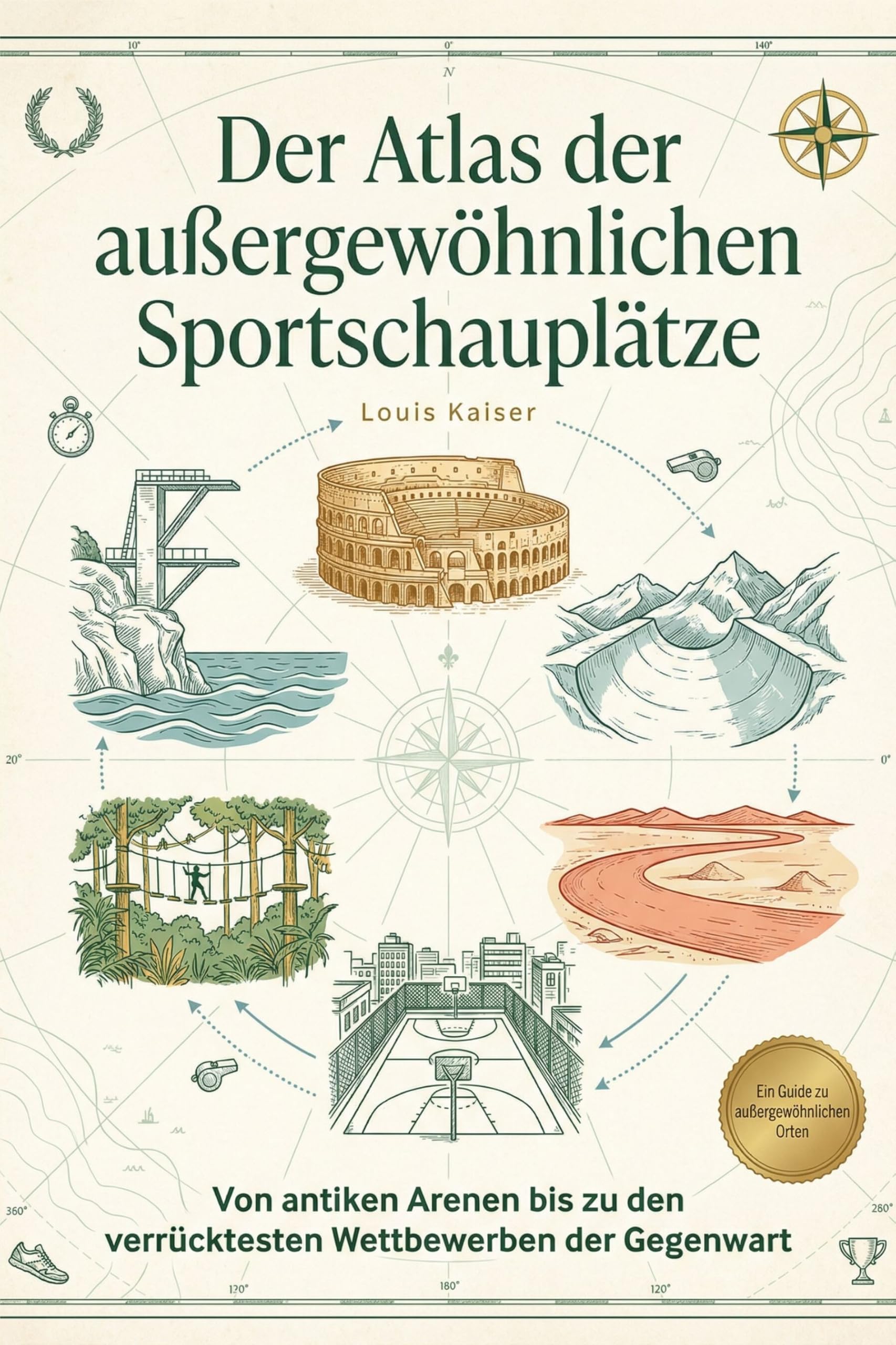 Der Atlas der außergewöhnlichen Sportschauplätze: Von antiken Arenen bis zu den verrücktesten Wettbewerben der Gegenwart. Ein Muss für jeden Sportfan. Das perfekte Geschenk für Athleten und Zuschauer