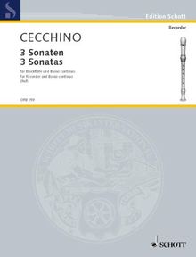 Drei Sonaten: 1 Blockflöte (S/A/T) oder andere Melodie-Instrumente und Basso continuo. Partitur und Stimmen. (Edition Schott)