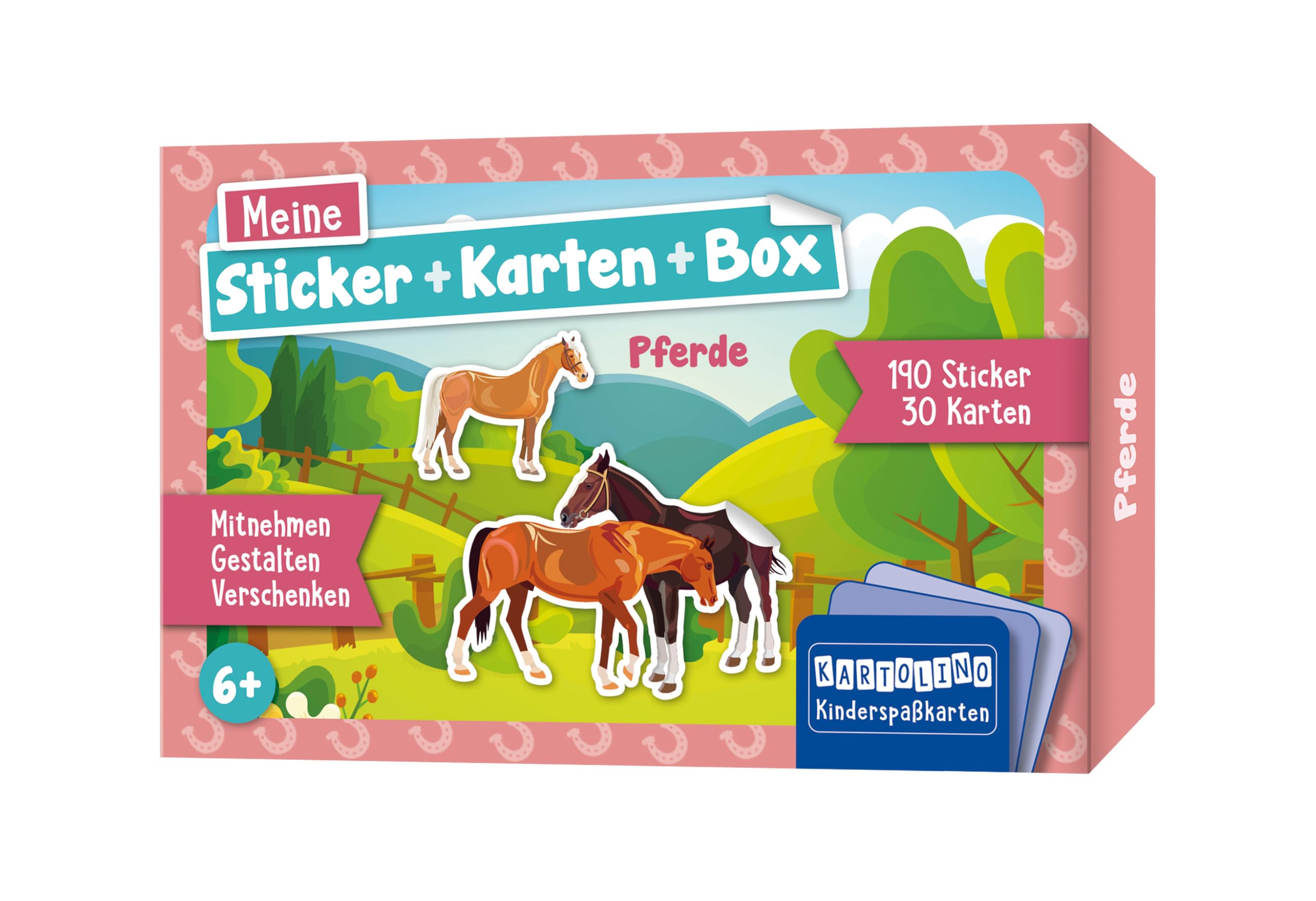 Meine Sticker + Karten + Box - Pferde: Mitnehmen, gestalten, verschenken (KARTOLINO Kinderspaßkarten: Meine Sticker+Karten+Box)