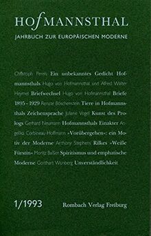 Hofmannsthal-Jahrbuch. Jahrbuch zur europäischen Moderne: Hofmannsthal-Jahrbuch, Bd.1, 1993