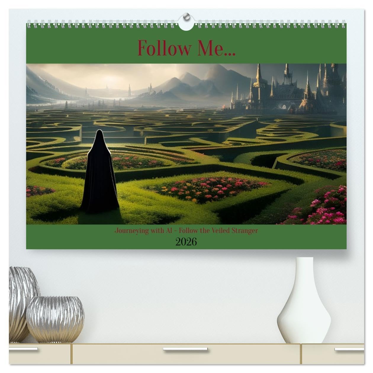 Follow Me... (High Quality Premium Wall Calendar 2026 DIN A2 landscape),CALVENDO 12 Month Wall Calendar: Journeying with AI - Follow the Veiled Stranger