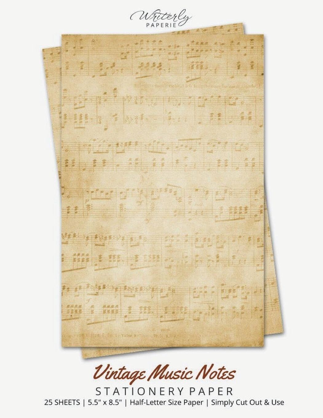 Vintage Music Notes Stationery Paper
