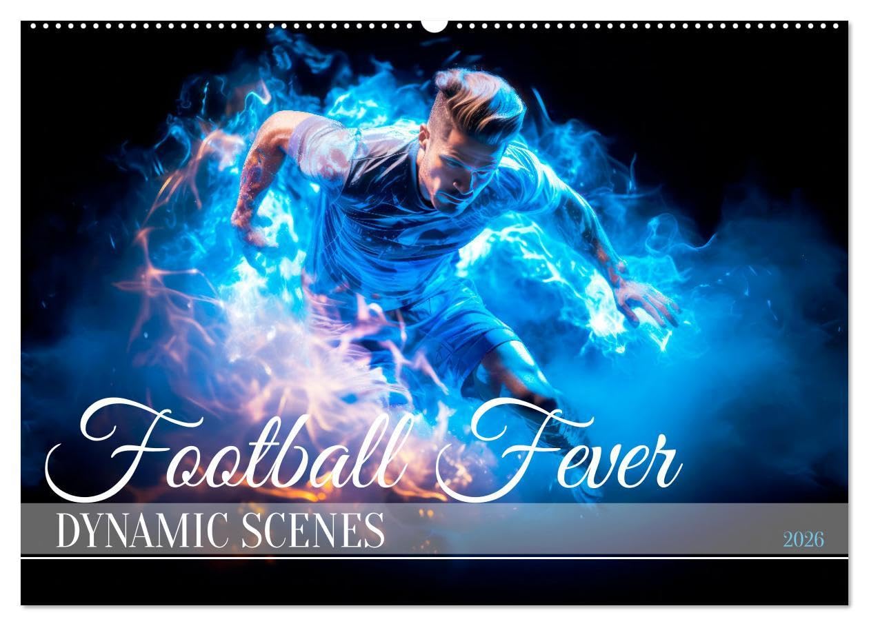 FOOTBALL FEVER Dynamic scenes (Wall Calendar 2026 DIN A2 landscape), CALVENDO 12 Month Wall Calendar: Cool moves and fast game