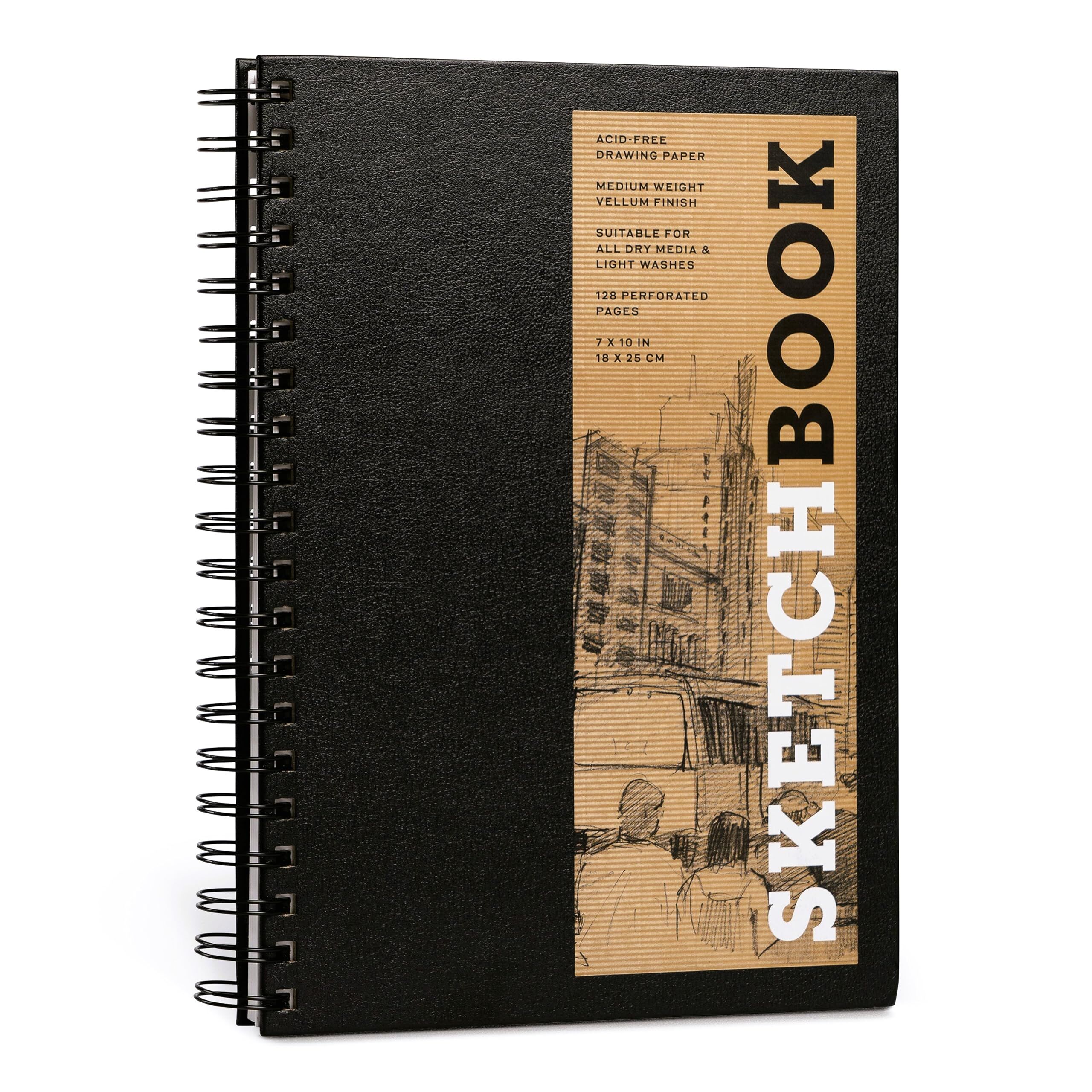Sketchbook 7 X 10 Black Spiral Hardcover Mixed Media Sketchbook for Drawing - Neuware