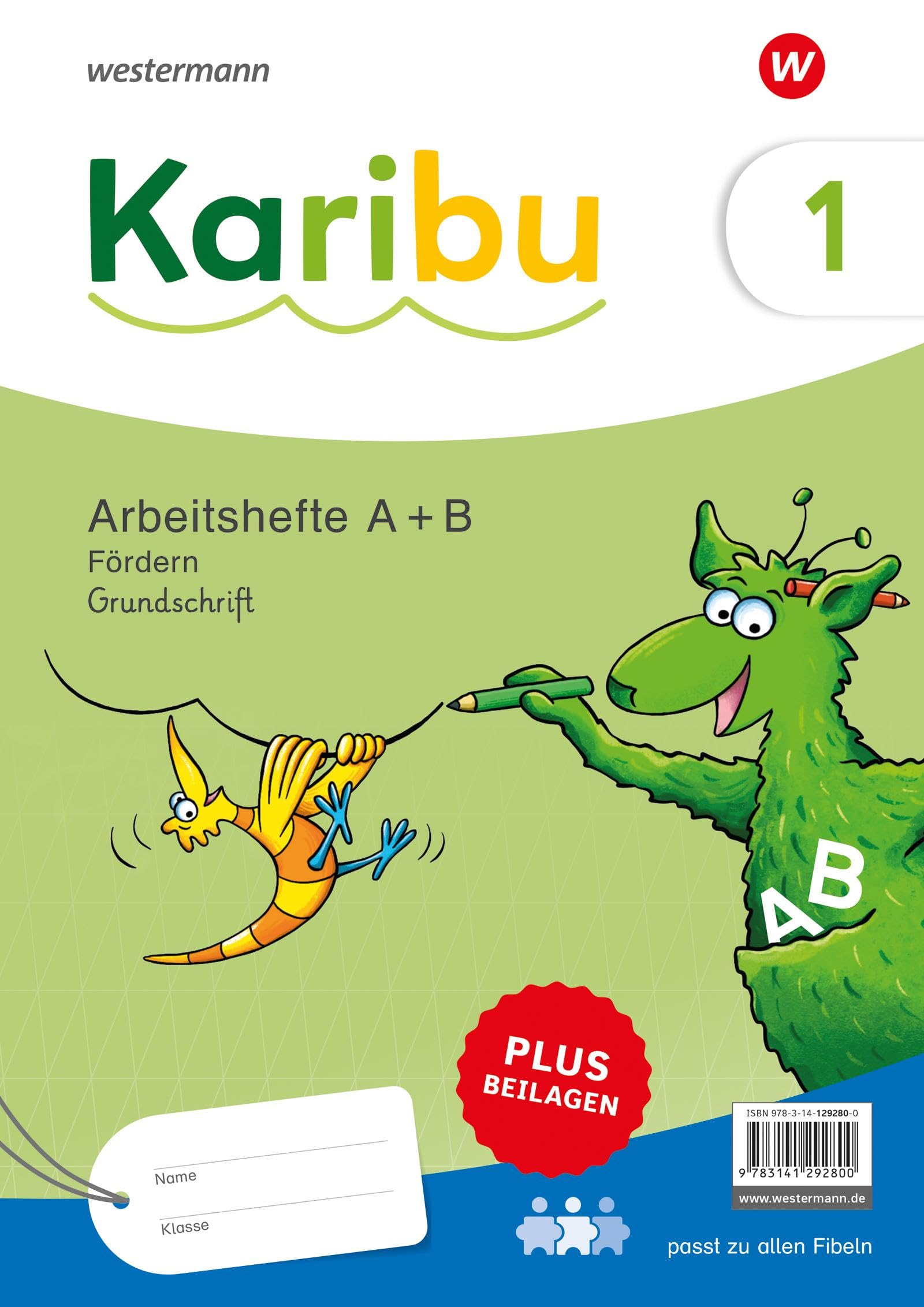 Karibu - Ausgabe 2024: Paket Arbeitshefte Fördern 1 (A+B) Grundschrift plus Beilagen
