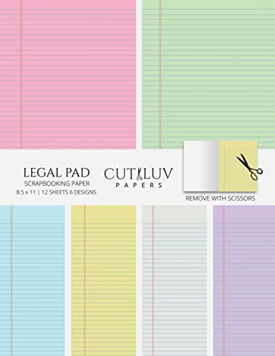 Cut Luv Papers Legal Pad Collage Paper For Scrapbooking, Back To School Office Themed Decorative Paper For Crafting