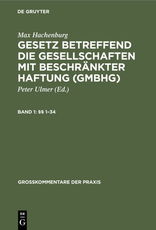 (§§ 1–34) (Großkommentare der Praxis, Band 1)