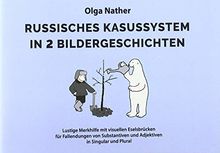 Russisches Kasussystem in 2 Bildergeschichten: Lustige Merkhilfe mit visuellen Eselsbrücken für Fallendungen von Substantiven und Adjektiven in Singular und Plural