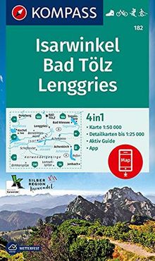 KOMPASS Wanderkarte Isarwinkel, Bad Tölz, Lenggries: 4in1 Wanderkarte 1:50000 mit Aktiv Guide und Detailkarten inklusive Karte zur offline Verwendung ... Langlaufen. (KOMPASS-Wanderkarten, Band 182)