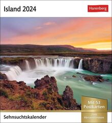 Island Sehnsuchtskalender 2024: Wochenkalender mit 53 Postkarten (Sehnsuchtskalender von Harenberg)