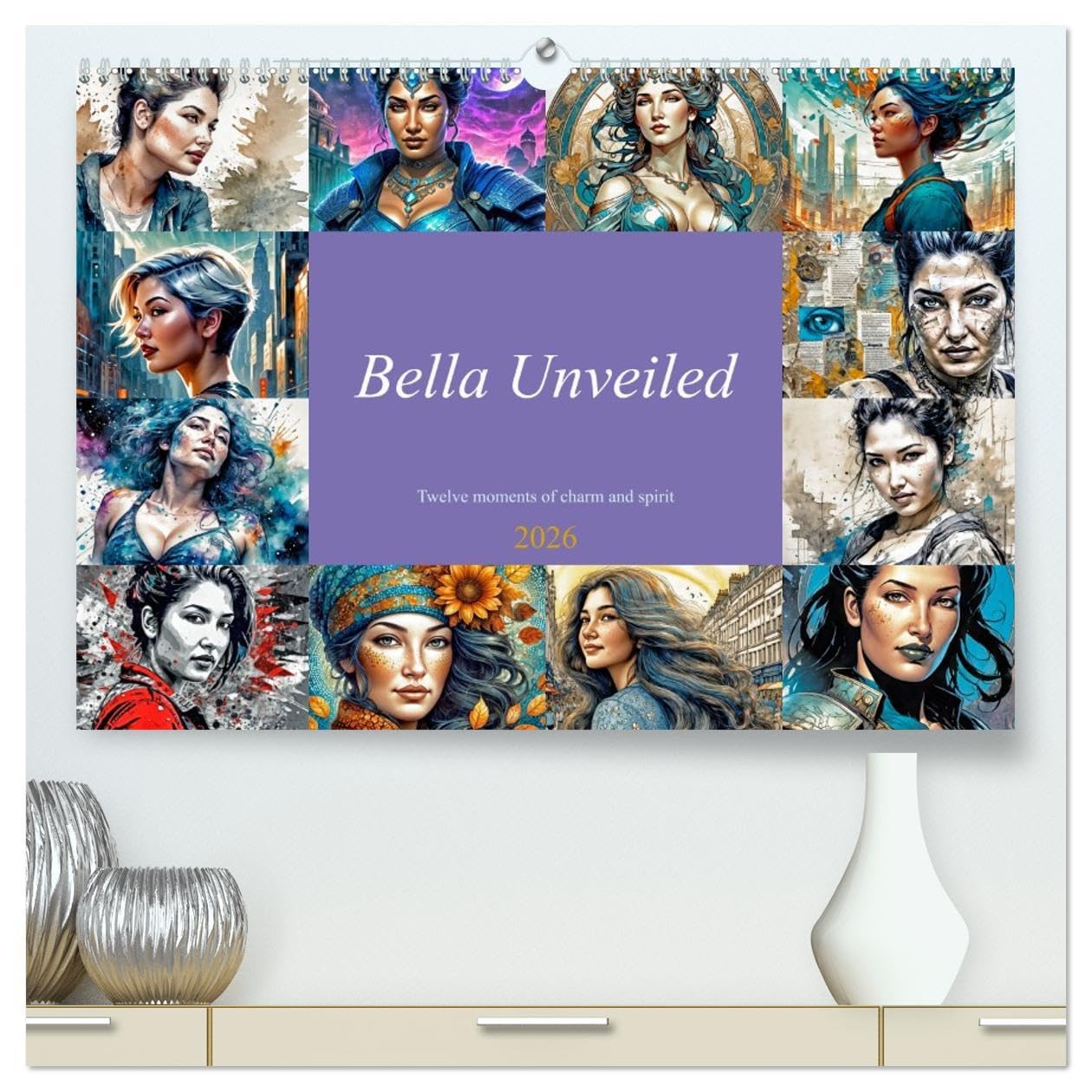 Bella Unveiled - Twelve moments of charm and spirit (High Quality Premium Wall Calendar 2026 DIN A2 landscape),CALVENDO 12 Month Wall Calendar: The diversity of graphic expression