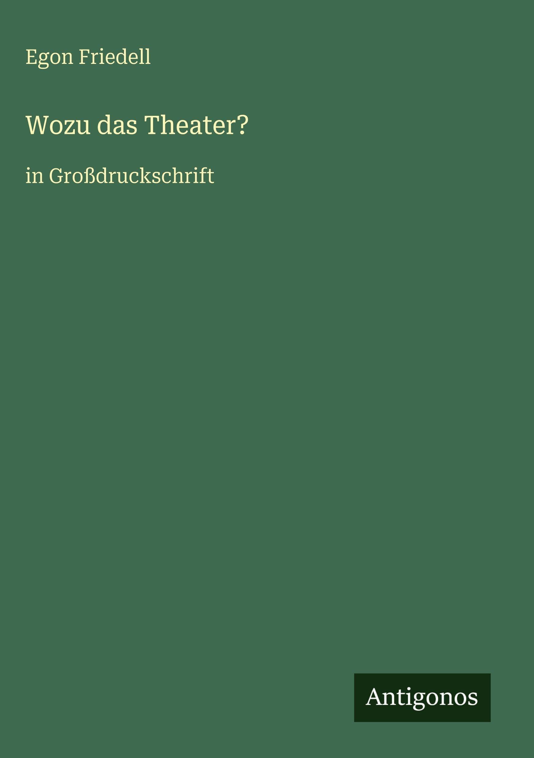 Wozu das Theater?: in Großdruckschrift