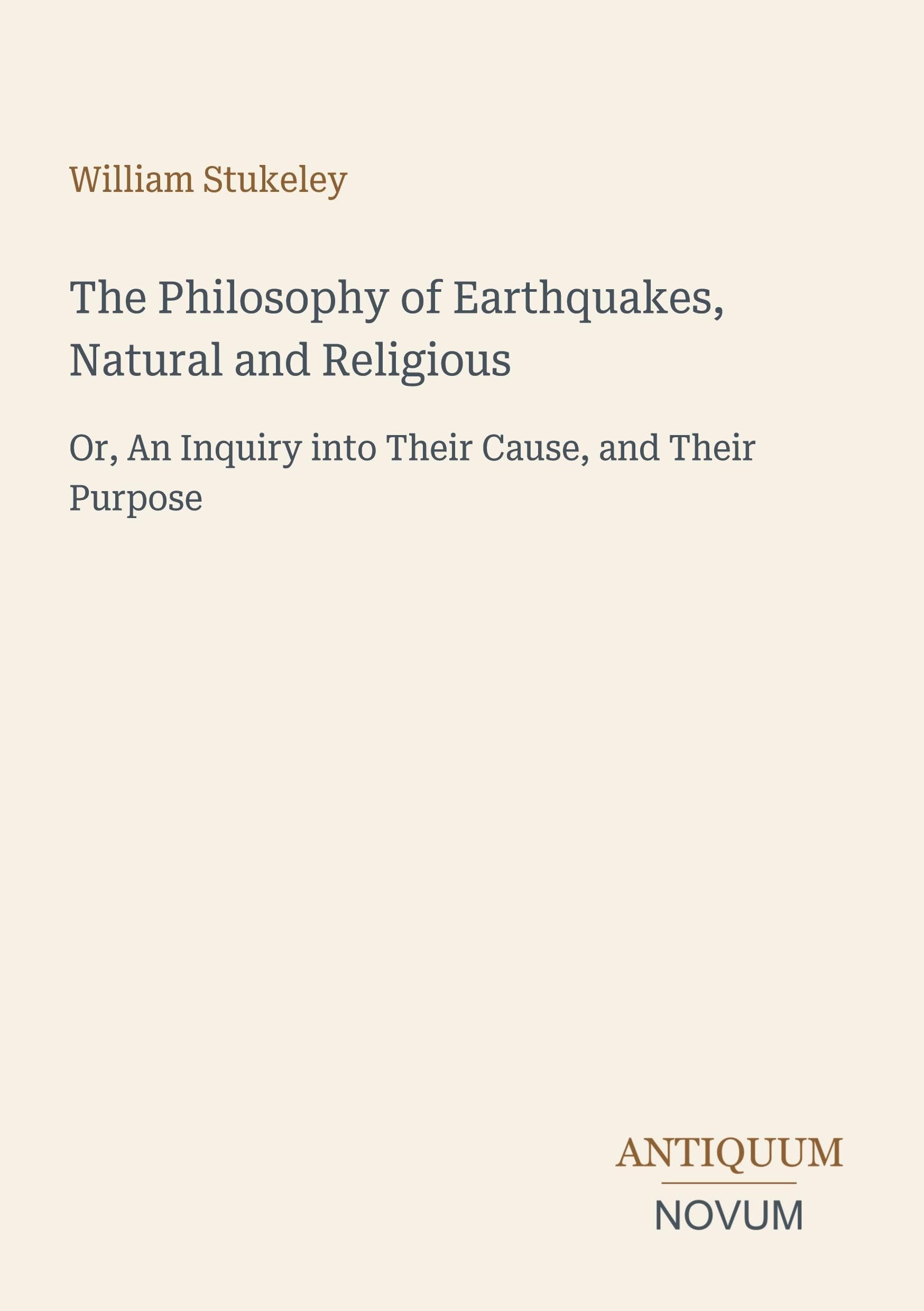 The Philosophy of Earthquakes, Natural and Religious