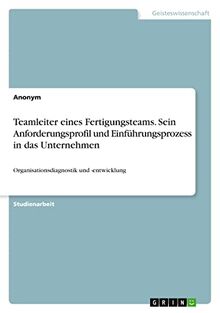 Teamleiter eines Fertigungsteams. Sein Anforderungsprofil und Einführungsprozess in das Unternehmen: Organisationsdiagnostik und -entwicklung