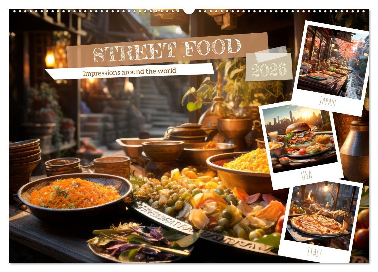 STREET FOOD Impressions around the world (Wall Calendar 2026 DIN A2 landscape), CALVENDO 12 Month Wall Calendar: Enjoy international charm and delights