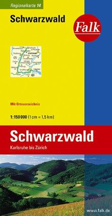 Falk Regionalkarte Schwarzwald 1:150 000 Karlsruhe bis Zürich