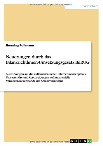 Neuerungen durch das Bilanzrichtlinien-Umsetzungsgesetz BilRUG: Auswirkungen auf das außerordentliche Unternehmensergebnis, Umsatzerlöse und ... Vermögensgegenstände des Anlagevermögens