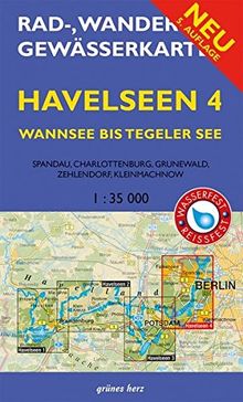 Rad-, Wander- und Gewässerkarte Havelseen 4: Wannsee bis Tegeler See: Mit Spandau, Charlottenburg, Grunewald, Zehlendorf, Kleinmachnow. Maßstab ... und Gewässerkarten Berlin/Brandenburg)
