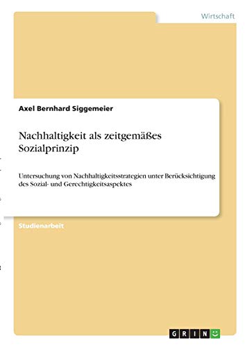Nachhaltigkeit als zeitgemäßes Sozialprinzip: Untersuchung von Nachhaltigkeitsstrategien unter Berücksichtigung des Sozial- und Gerechtigkeitsaspektes