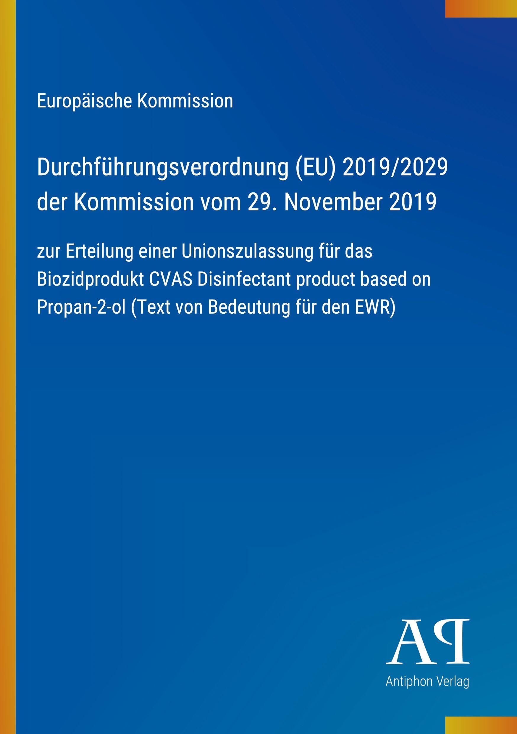 Durchführungsverordnung (EU) 2019/2029 der Kommission vom 29. November 2019