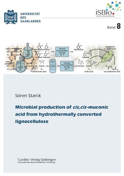 Microbial production of cis,cis-muconic acid from hydrothermally converted lignocellulose (Hochschulschriften - Institut für Biotechnologie, Universität des Saarlandes)