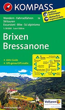 Brixen /Bressanone: Wanderkarte mit Aktiiv Guide, Radrouten und alpinen Skirouten. Dt. /Ital. GPS-genau. 1:50000 (KOMPASS-Wanderkarten)