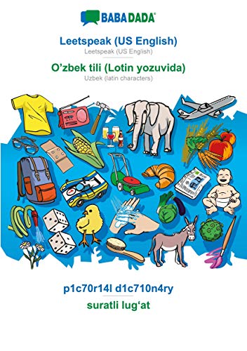 BABADADA black-and-white, Leetspeak (US English) - O'zbek tili (Lotin yozuvida), p1c70r14l d1c710n4ry - suratli lug¿at: Leetspeak (US English) - Uzbek (latin characters), visual dictionary