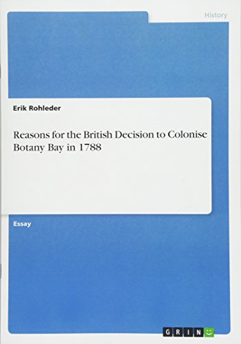 Reasons for the British Decision to Colonise Botany Bay in 1788