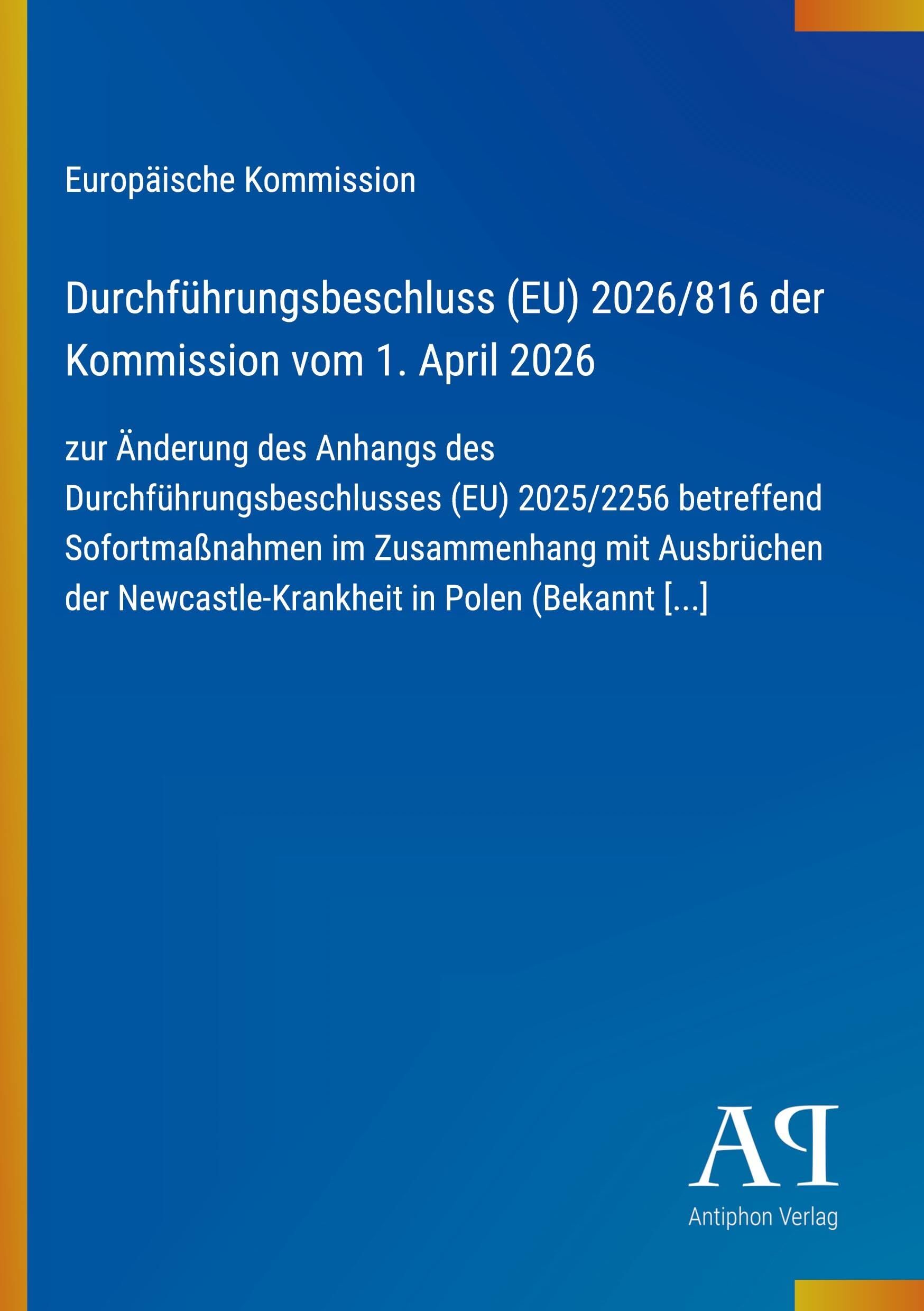 Durchführungsbeschluss (EU) 2026/816 der Kommission vom 1. April 2026