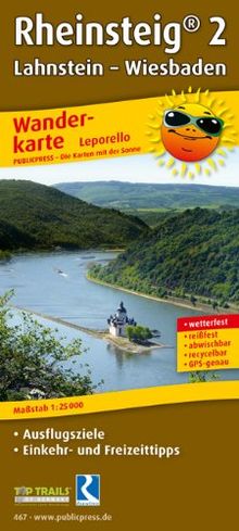 Wanderkarte Rheinsteig® 2: Lahnstein - Wiesbaden: mit Ausflugszielen, Einkehr- & Freizeittipps, wetterfest, reissfest, abwischbar, GPS-genau. 1:25000