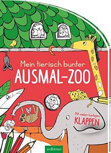 Mein tierisch bunter Ausmal-Zoo: Mit vielen lustigen Klappen | Wimmeliges Malbuch mit jeder Menge zu entdecken, ab 5 Jahren