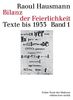 Bilanz der Feierlichkeit. Texte bis 1933, Bd. 1