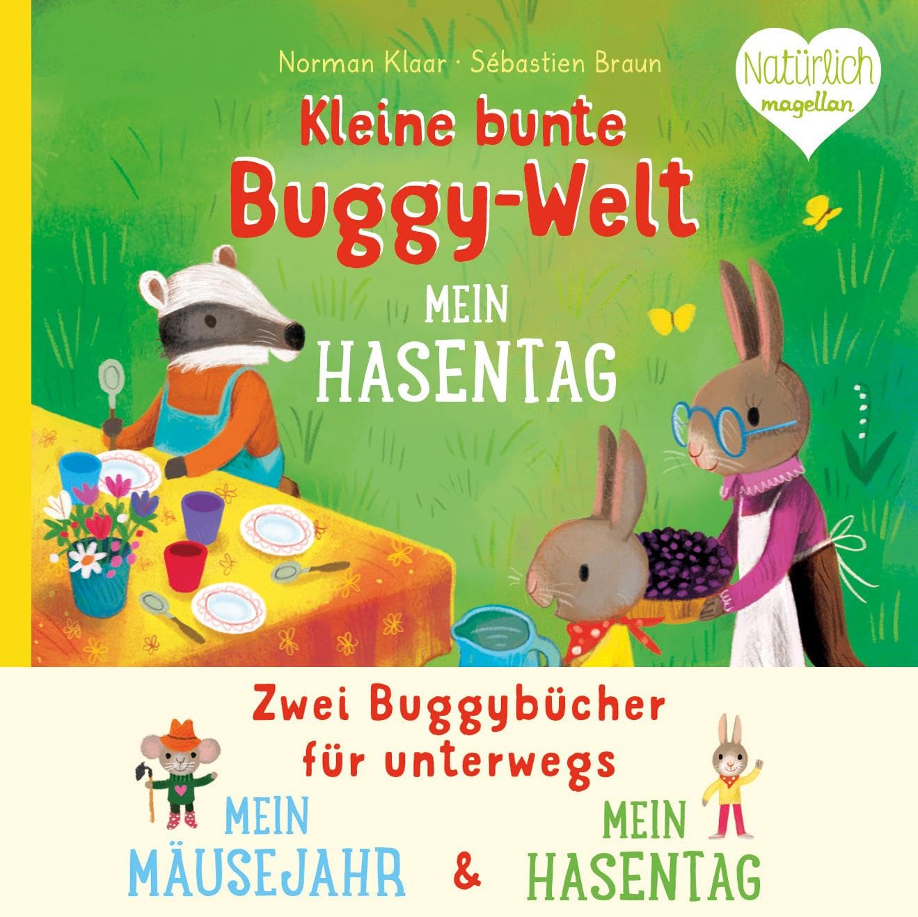 Kleine bunte Buggy-Welt - Mein Hasentag & Mein Mäusejahr: Zwei Buggybücher mit Stoffband für unterwegs