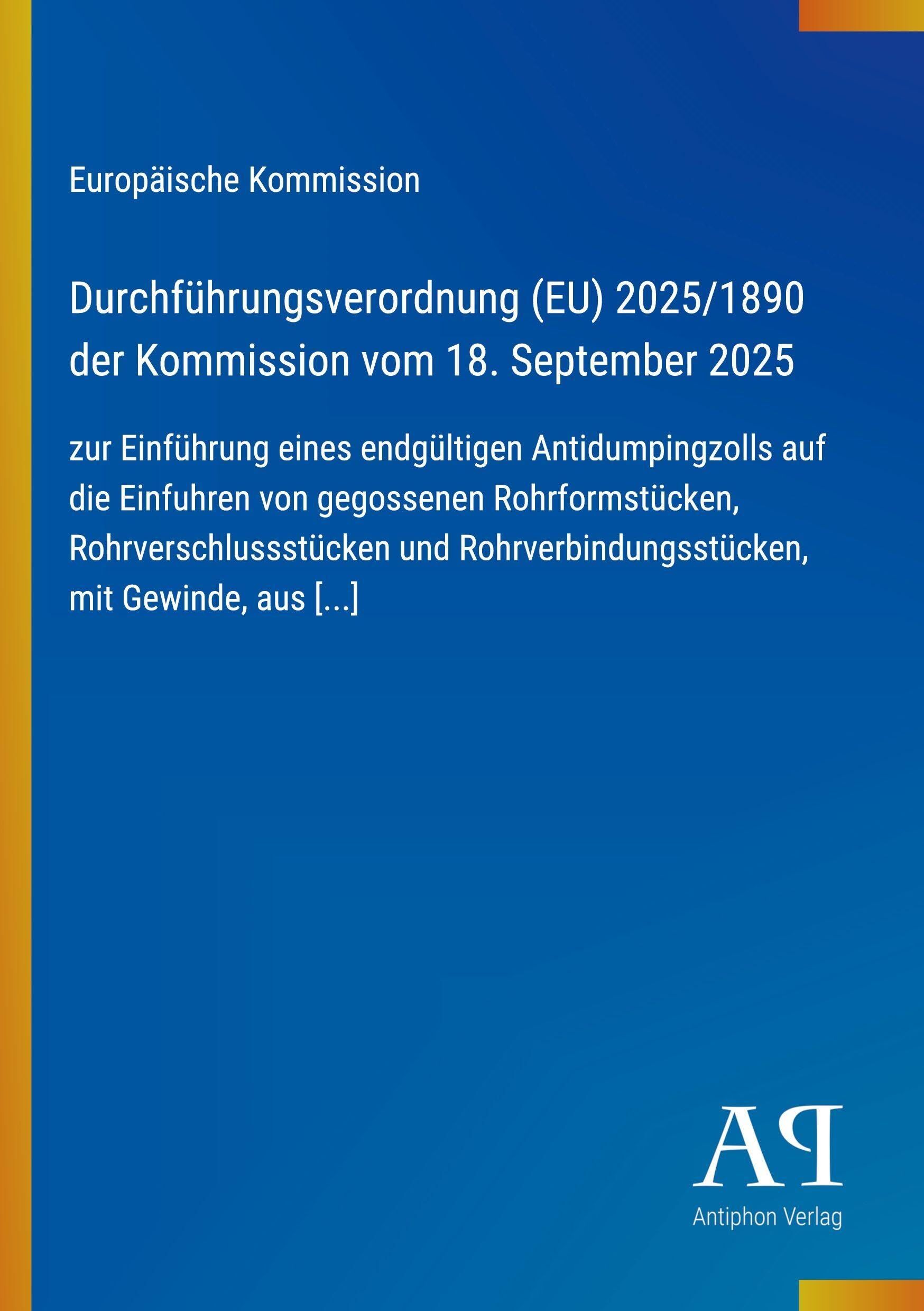 Durchführungsverordnung (EU) 2025/1890 der Kommission vom 18. September 2025