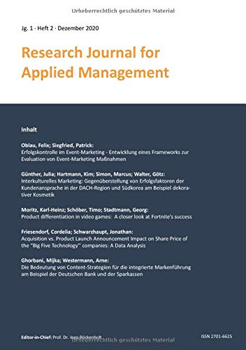 Research Journal for Applied Management - Jg. 1, Heft 2 (ISM Research Journal for Applied Management)