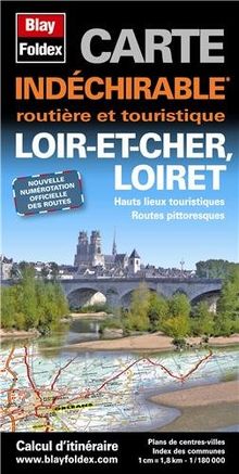 Loir-et-Cher (41), Loiret (45) - Carte départementale routière et touristique (échelle : 1/180 000)