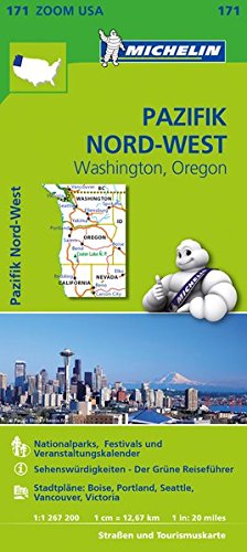Michelin Pazifik Nord-West, Washington, Oregon: Straßen- und Tourismuskarte 1:1.267.200 (MICHELIN Zoomkarten)