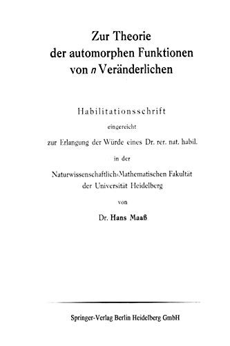 Zur Theorie der automorphen Funktionen von n Veränderlichen