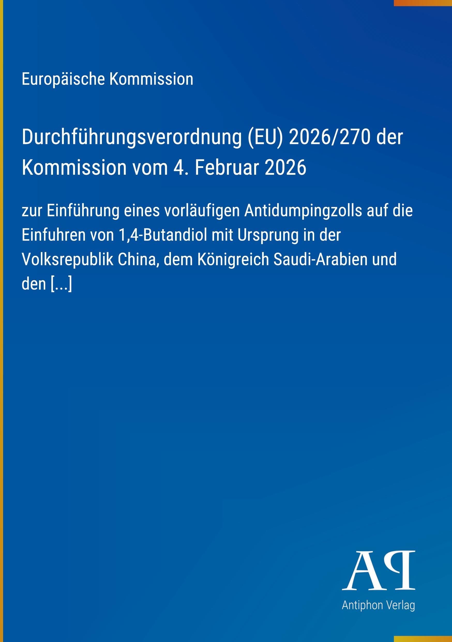 Durchführungsverordnung (EU) 2026/270 der Kommission vom 4. Februar 2026