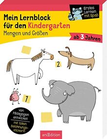 Mein Lernblock für den Kindergarten – Mengen und Größen: Von Pädagogen entwickelt – mit tollen Belohnungsstickern – ab 3 Jahren | Übungen und Rätsel als Vorbereitung auf die Vorschule