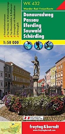 Freytag Berndt Wanderkarten, WK 432, Donauradweg - Passau - Eferding - Sauwald - Schärding, GPS, UTM - Maßstab 1:50 000