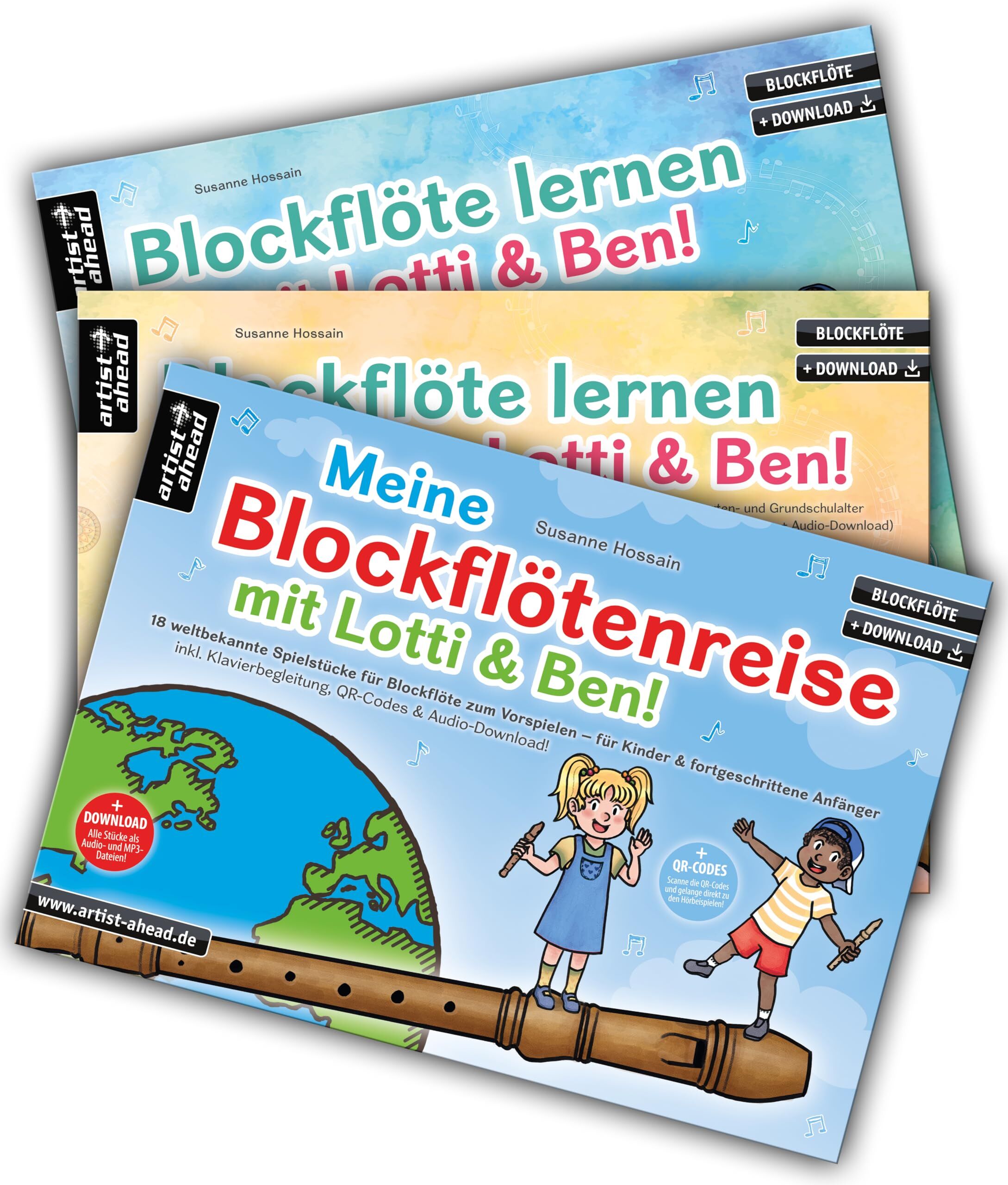 Blockflöte lernen mit Lotti & Ben - Band 1 und 2 + Meine Blockflötenreise im Set!