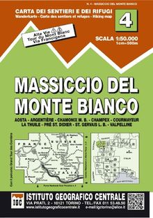 IGC Italien 1 : 50 000 Wanderkarte 04 Monte Bianco
