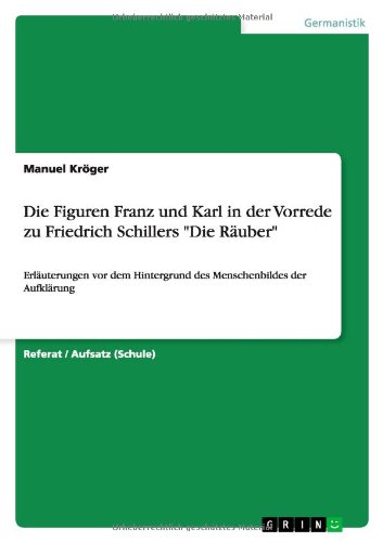 Die Figuren Franz und Karl in der Vorrede zu Friedrich Schillers Die Räuber: Erläuterungen vor dem Hintergrund des Menschenbildes der Aufklärung