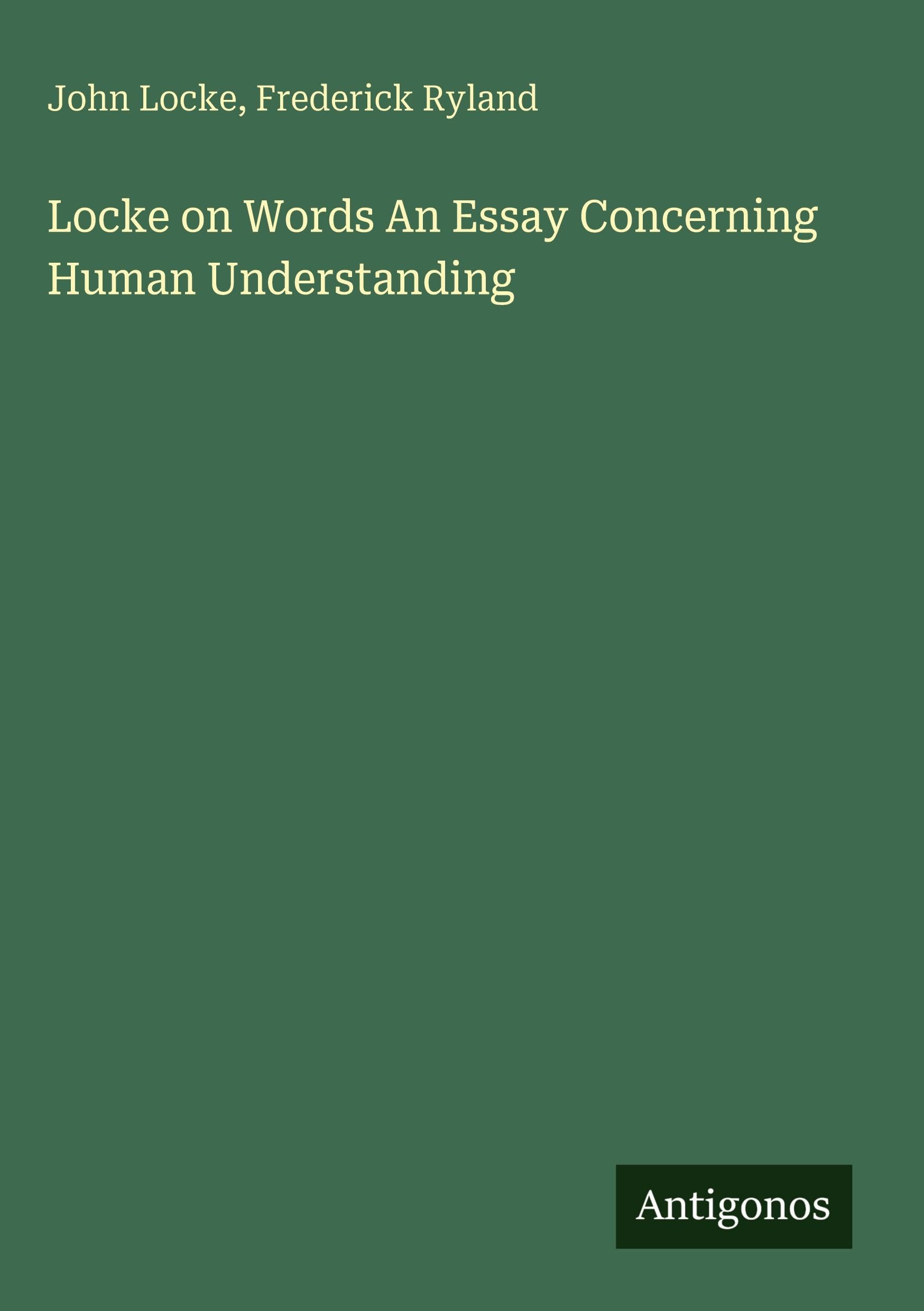 Locke on Words An Essay Concerning Human Understanding