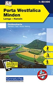 Porta Westfalica, Minden, Lemgo-Hameln: Nr. 58, Outdoorkarte Deutschland, 1:50 000, Mit kostenlosem Download für Smartphone (Kümmerly+Frey Outdoorkarten Deutschland)