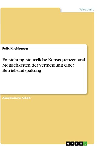 Entstehung, steuerliche Konsequenzen und Möglichkeiten der Vermeidung einer Betriebsaufspaltung
