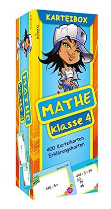 Karteibox Mathe Klasse 4: mit farbigen Karteikarten