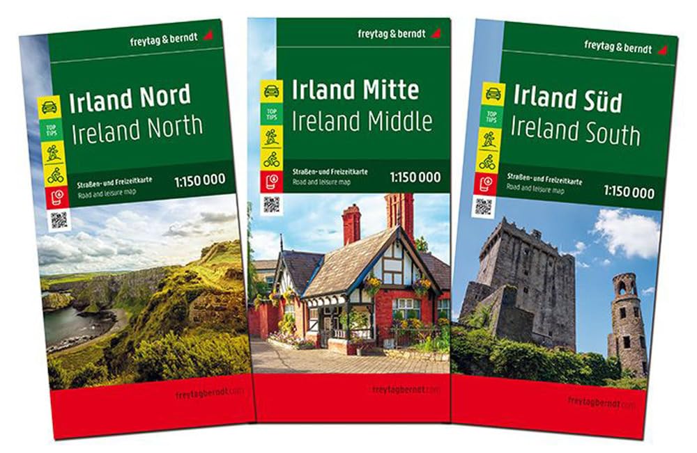 Irland, Straßen- und Freizeitkarten-Set 1:150.000, freytag & berndt: 3 Blätter in Kunststoff-Hülle mit Infoguide und Top Tips (freytag & berndt Auto + Freizeitkarten)