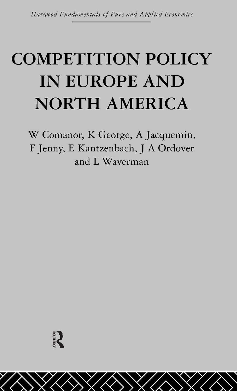 Competition Policy in Europe and North America: Economic Issues and Institutions